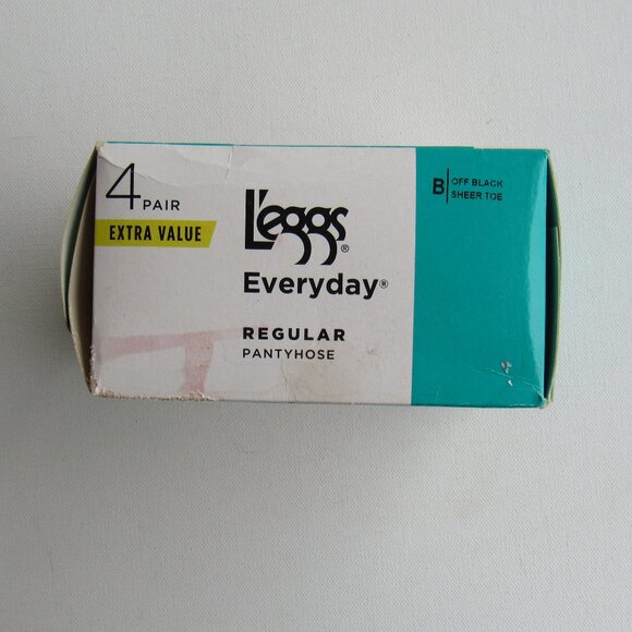 L'eggs Everyday Off Black Sheer Toe Regular Pantyhose 2 Pair Size B Made in USA - Picture 5 of 7